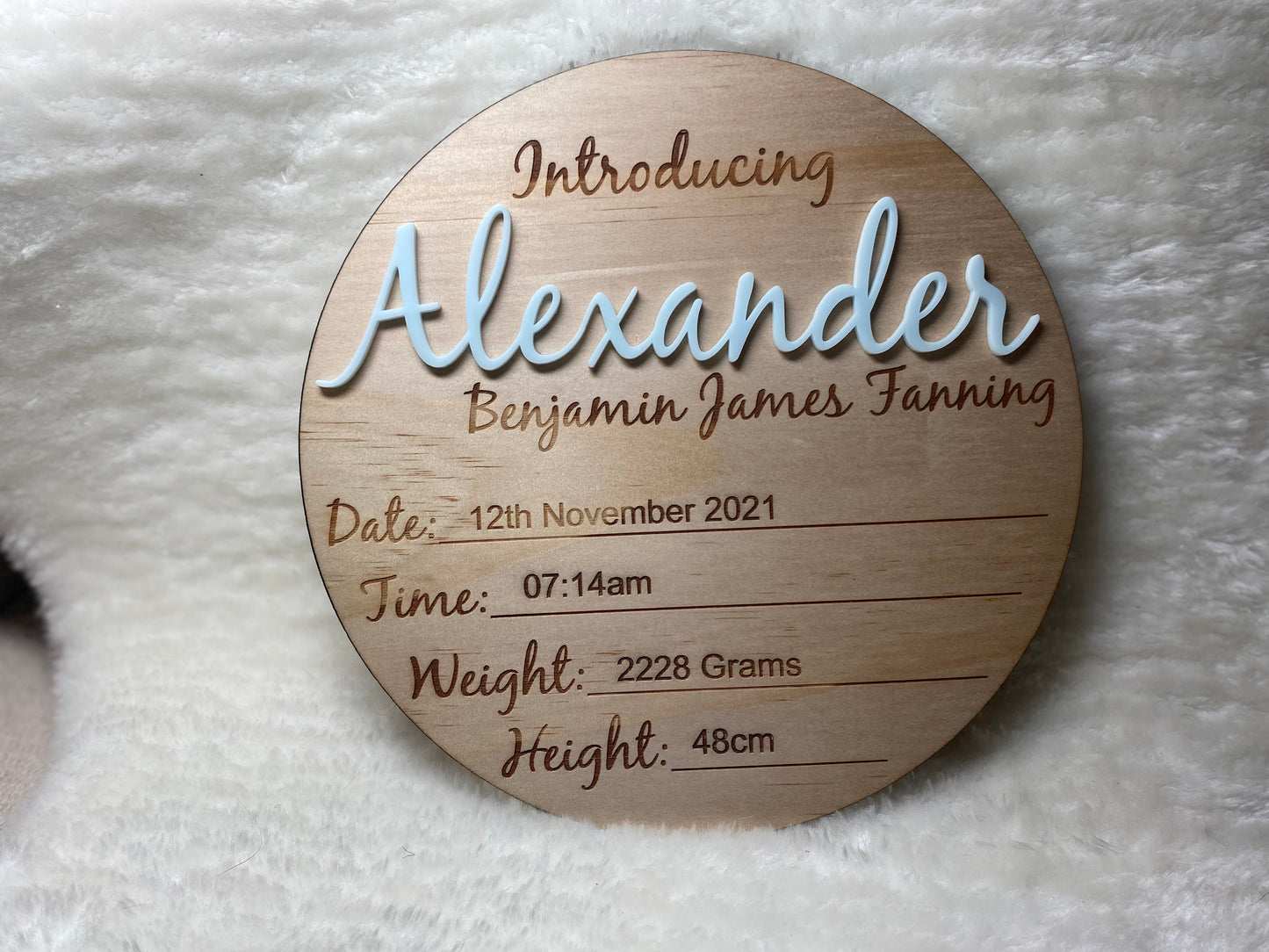Birth Announcement plaque 20cm
