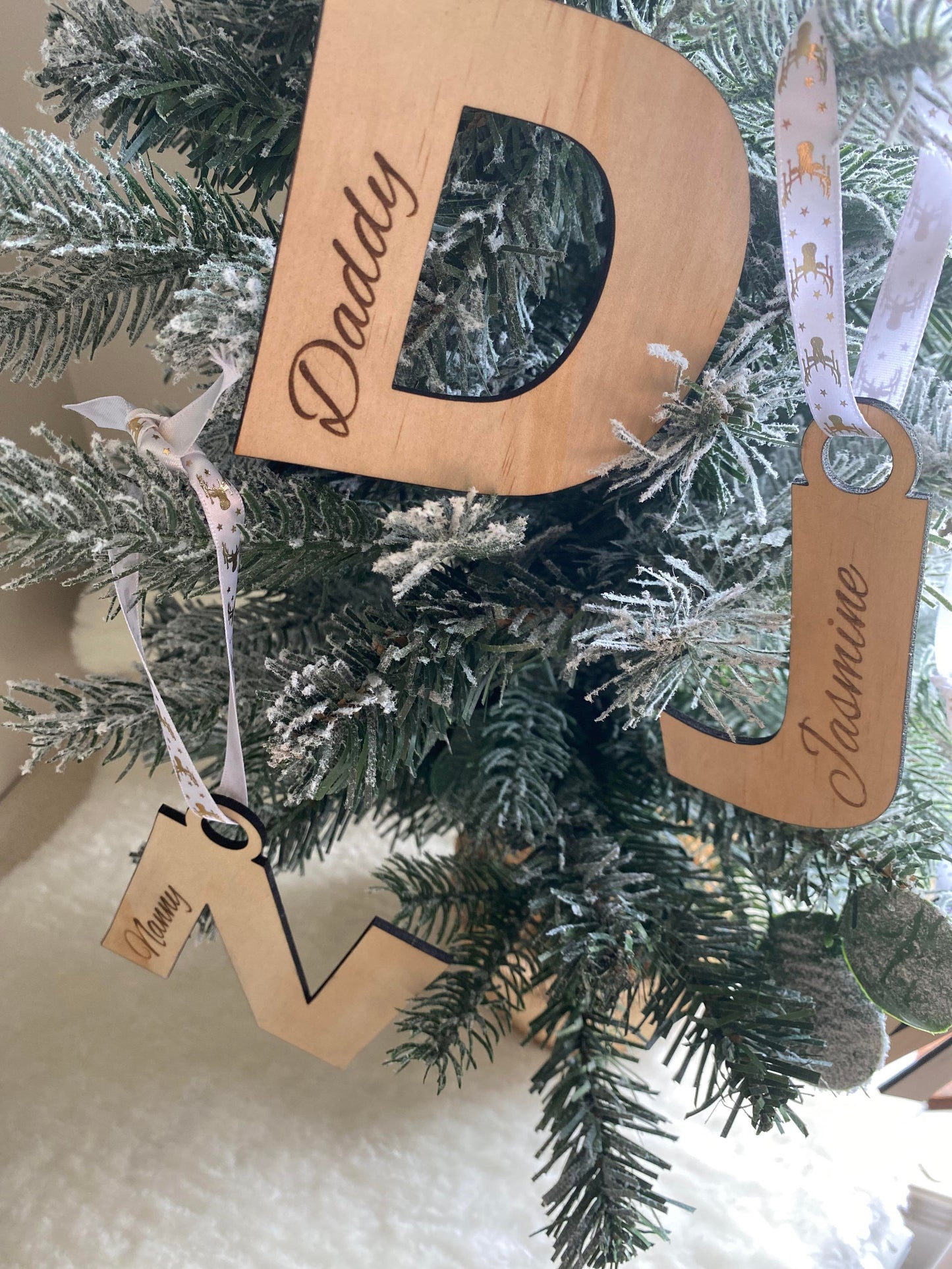 Alphabet personalised wooden letters Christmas decoration