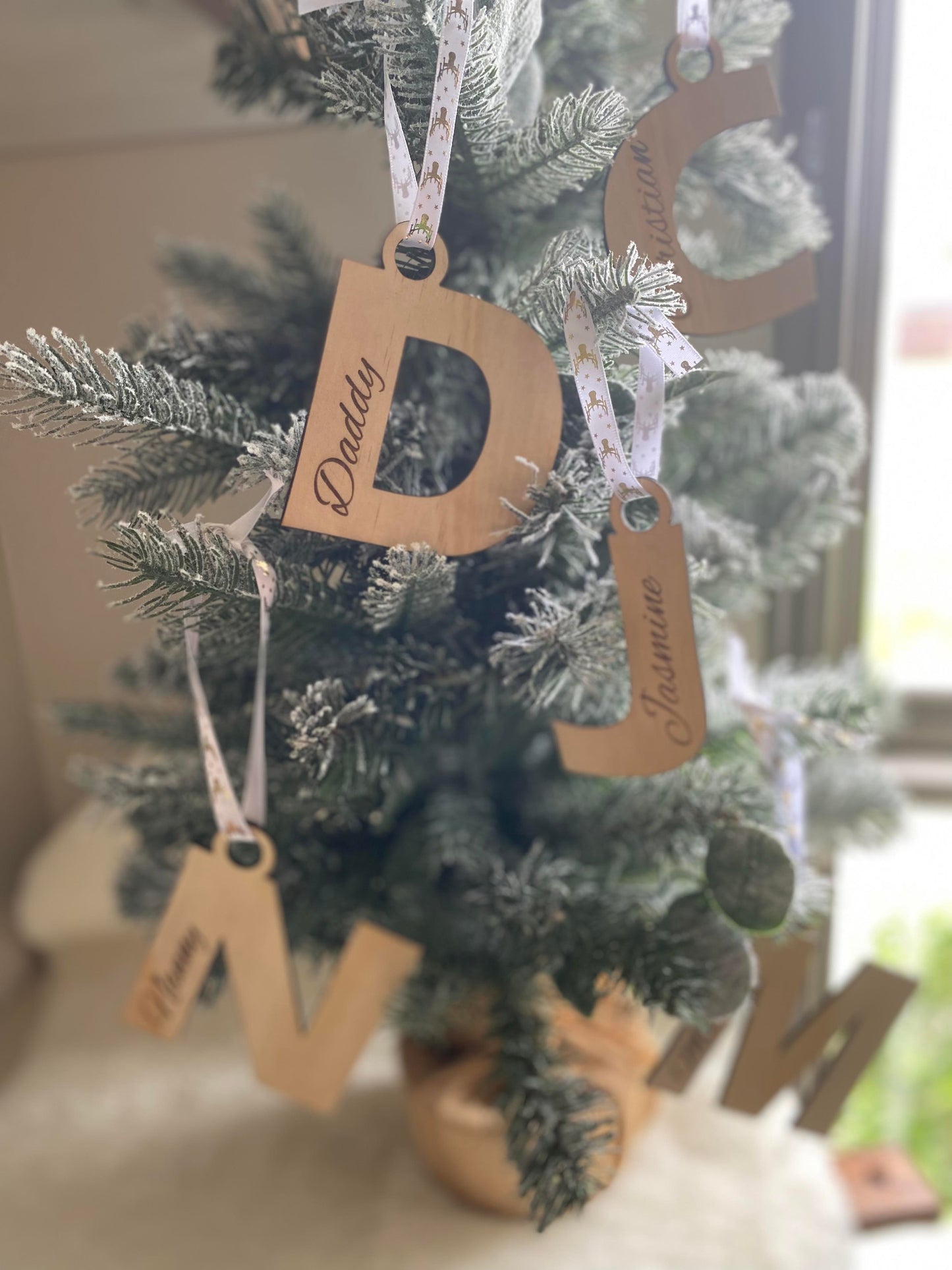 Alphabet personalised wooden letters Christmas decoration