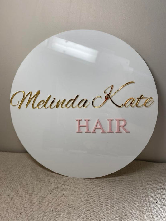 Acrylic sign 35cm round