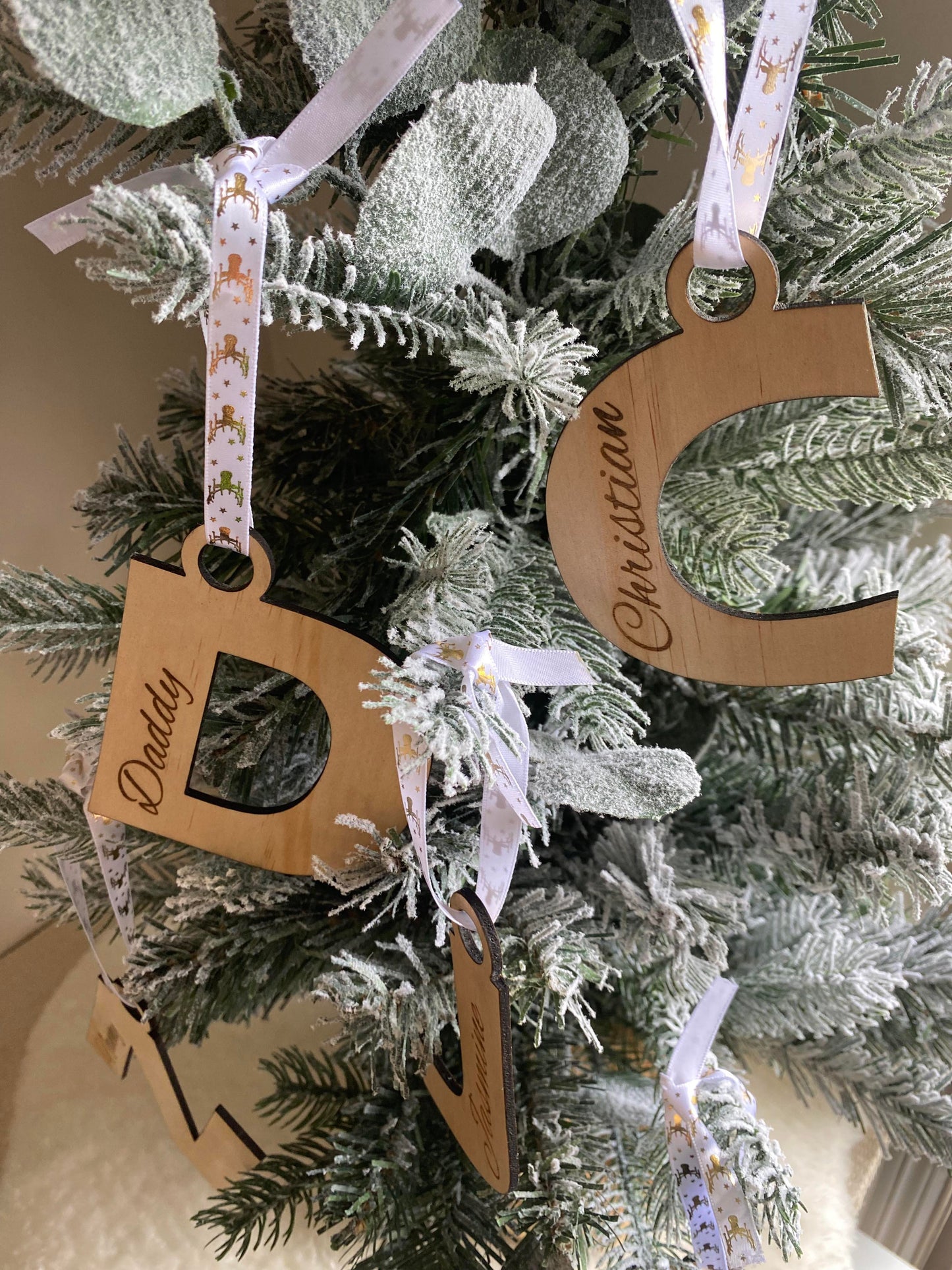 Alphabet personalised wooden letters Christmas decoration